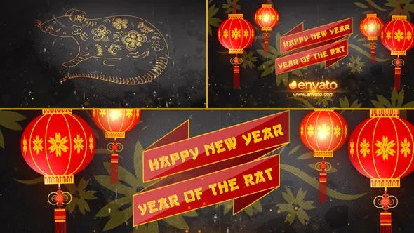 2020年中国风新年/鼠年晚会开场视频像素设计精选AE模板 Chinese New Year Opener 2020
