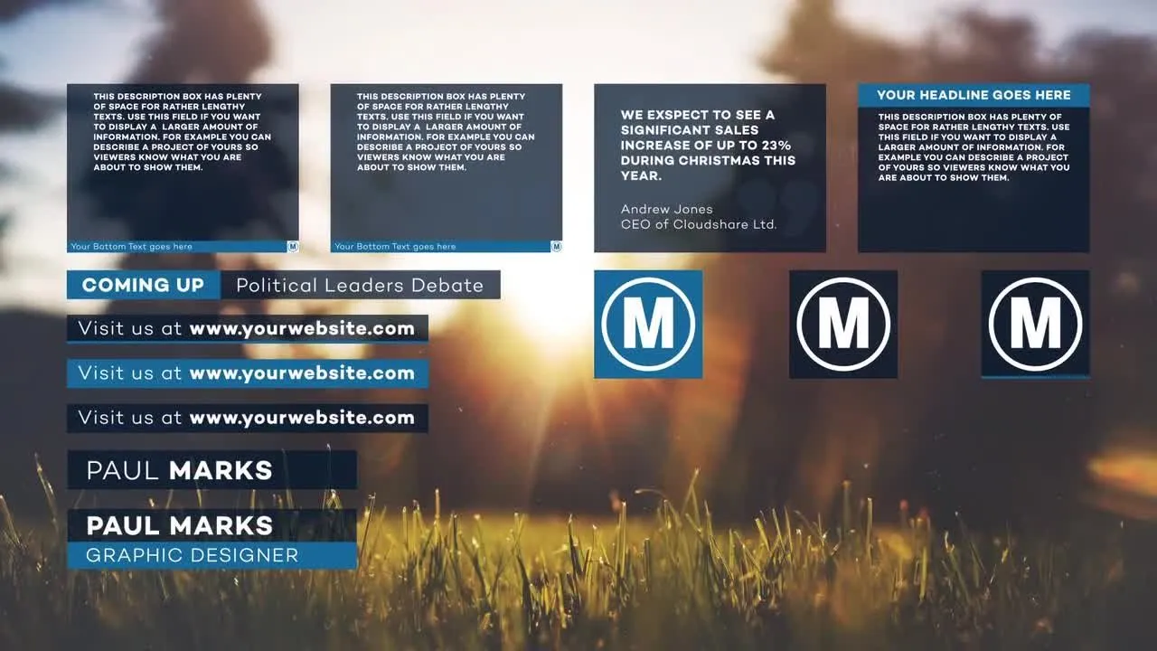 现代清新整洁的低三分之一标题动画像素设计精选AE模板