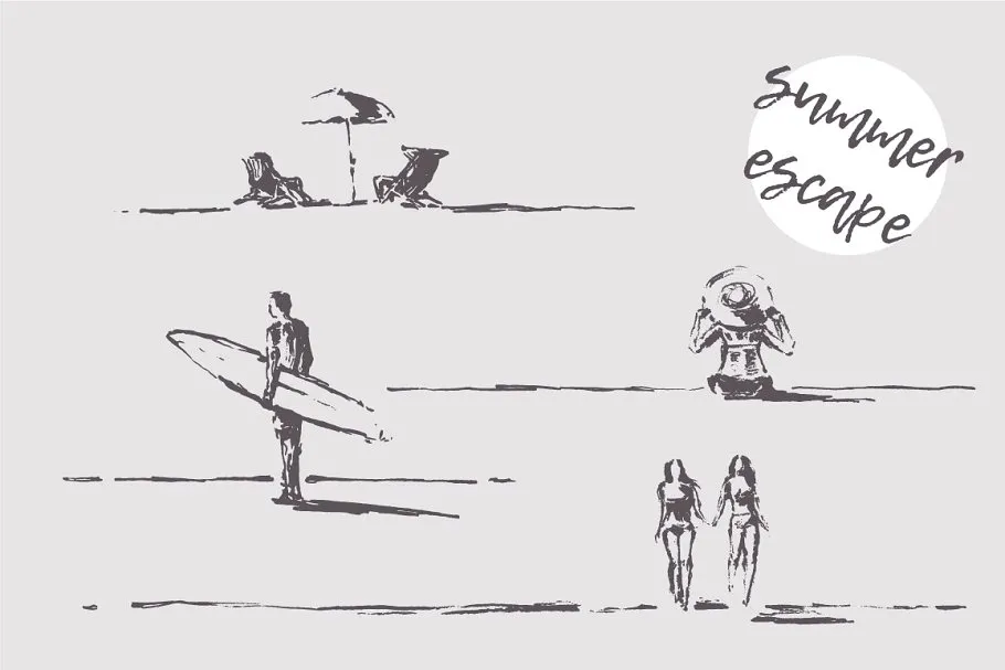 滨海景观素描贴图 Landscapes with seaside view