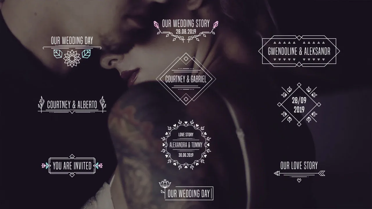 手绘画面故障特效婚礼标题像素设计精选AE模板展示