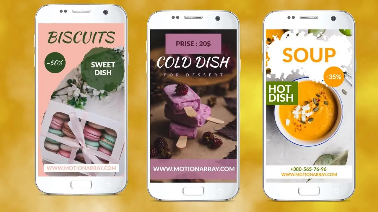 10个新Instagram食品故事动画像素设计精选AE模板