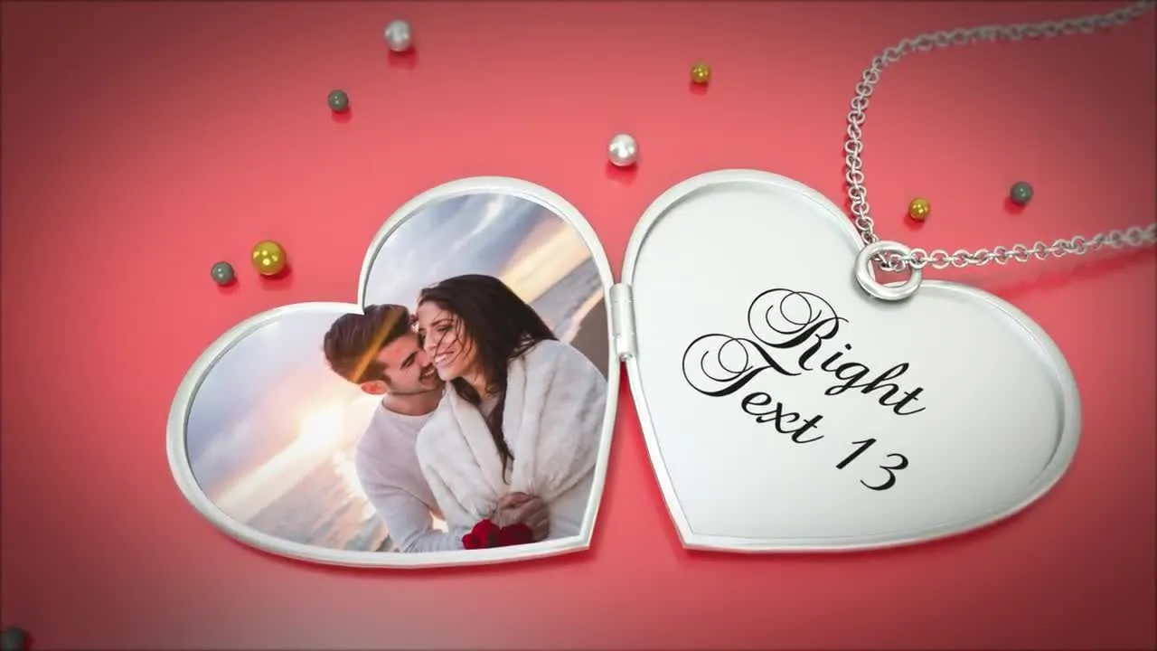 心形吊坠相片片头展示像素设计精选AE模板