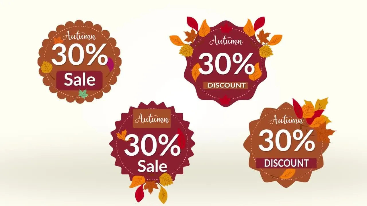 4个秋季销售徽章全屏标题像素设计精选AE模板