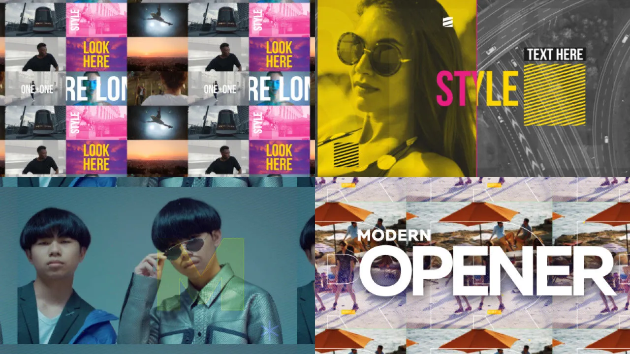 53组时尚动态分屏特效视频展示像素设计精选AE模板