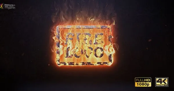 3D逼真火焰燃烧动画Logo演示像素设计精选AE模板 Fire Logo