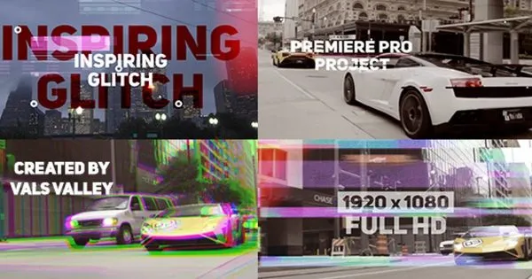 创意信号丢失视频故障特效开场像素设计精选AE模板 Inspiring Glitch Opener