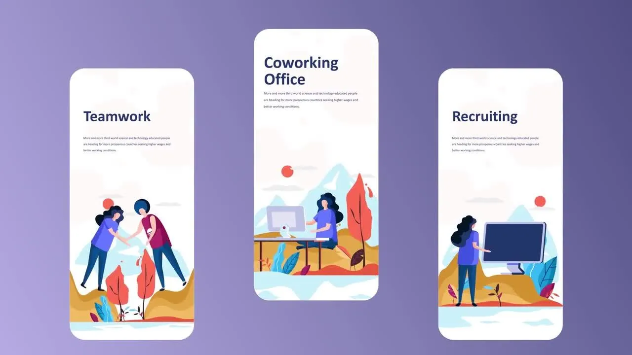 6个优雅的动态插图幻灯片像素设计精选AE模板Employment