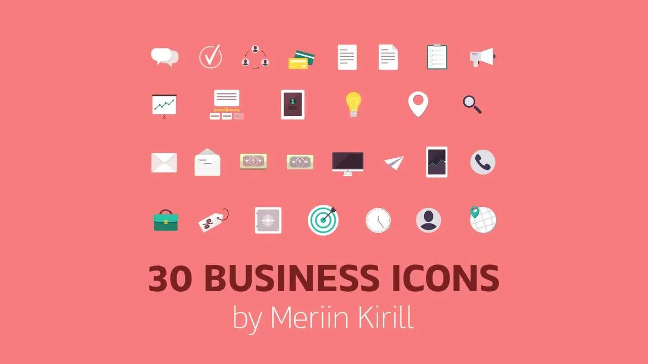 30个动态商务图标像素设计精选AE模板