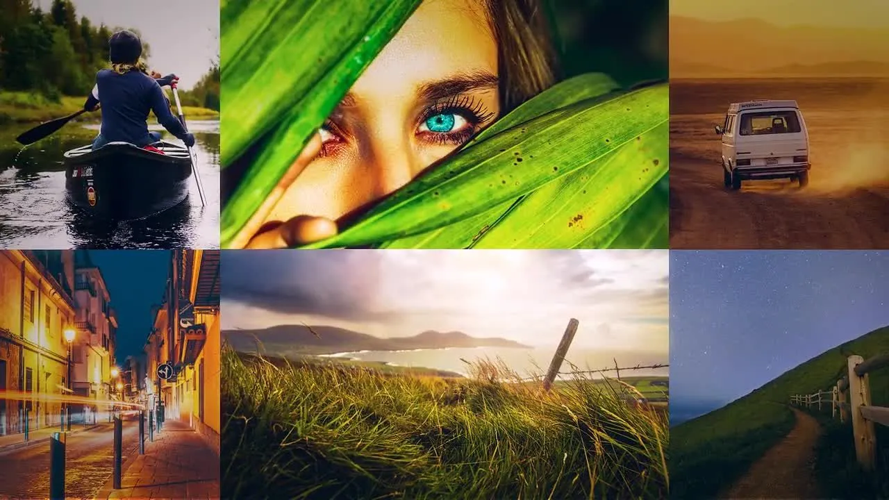 翻转效果旅游照片展示像素设计精选AE模板