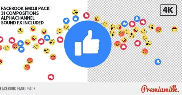 Facebook社交新媒体动态表情像素设计精选AE模板 Facebook Emoji Pack