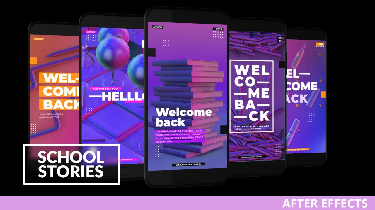 学校Instagram故事动画像素设计精选AE模板