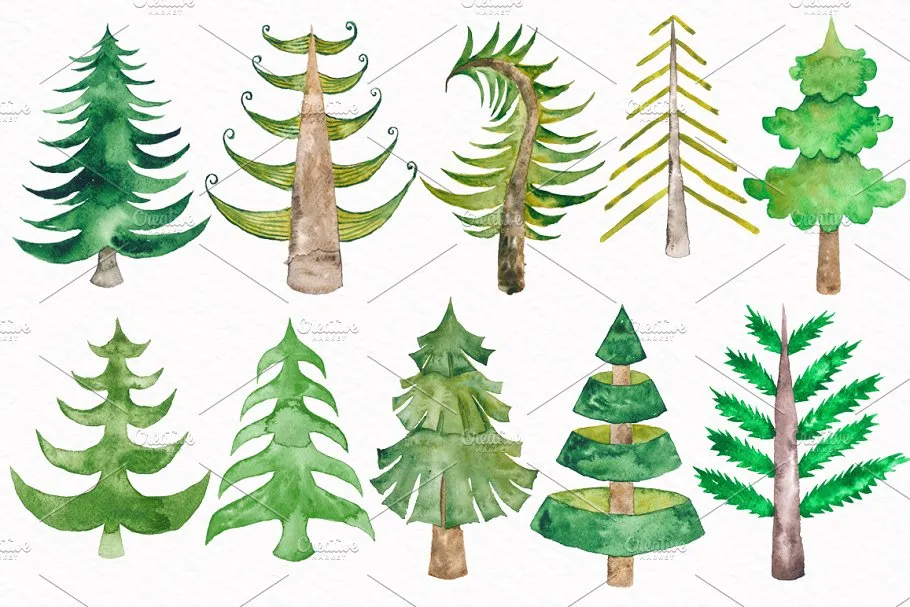 可爱冬日动物形象水彩图案 Cute Winter Animals Collection插图(4)