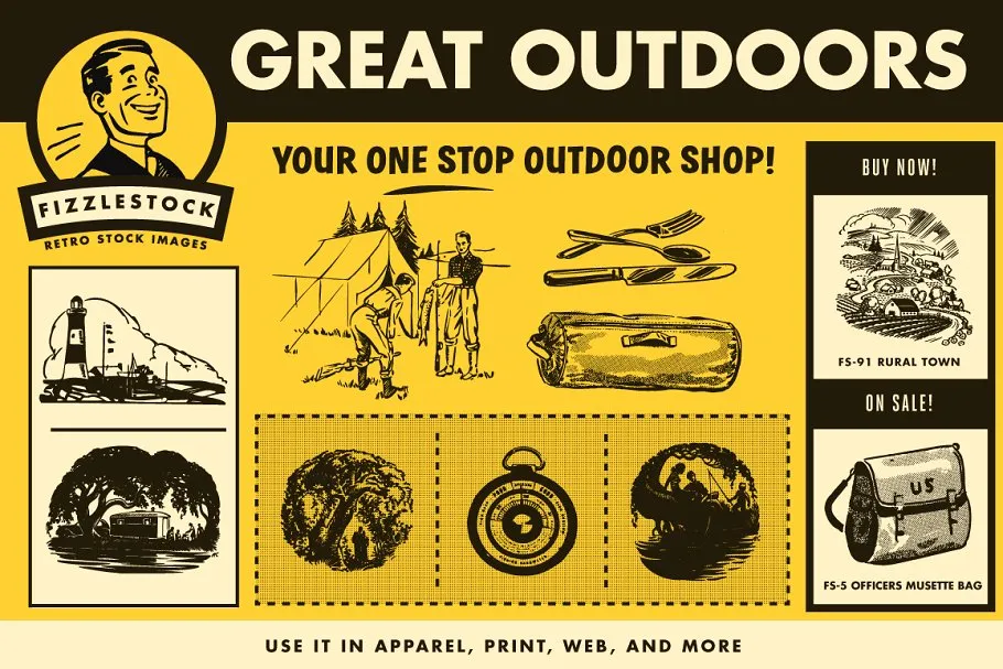 复古户外剪贴画 Great Outdoors | Real Retro Clip Art插图(3)