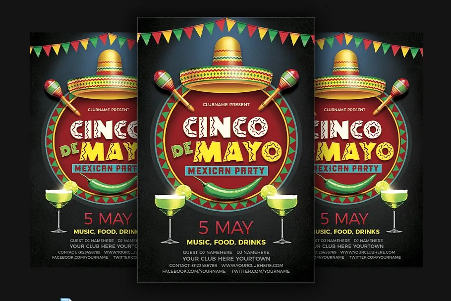 拉美裔文化节活动海报模板 Cinco De Mayo插图