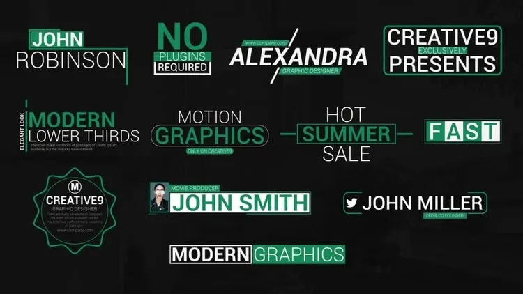 12个现代简洁的标题动画像素设计精选AE模板