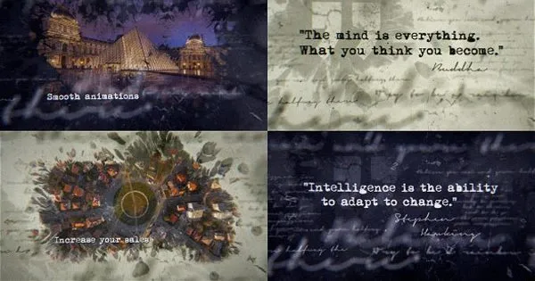 水墨风格老式打字机效果片头标题字幕像素设计精选AE模板 Inspirational Ink Titles