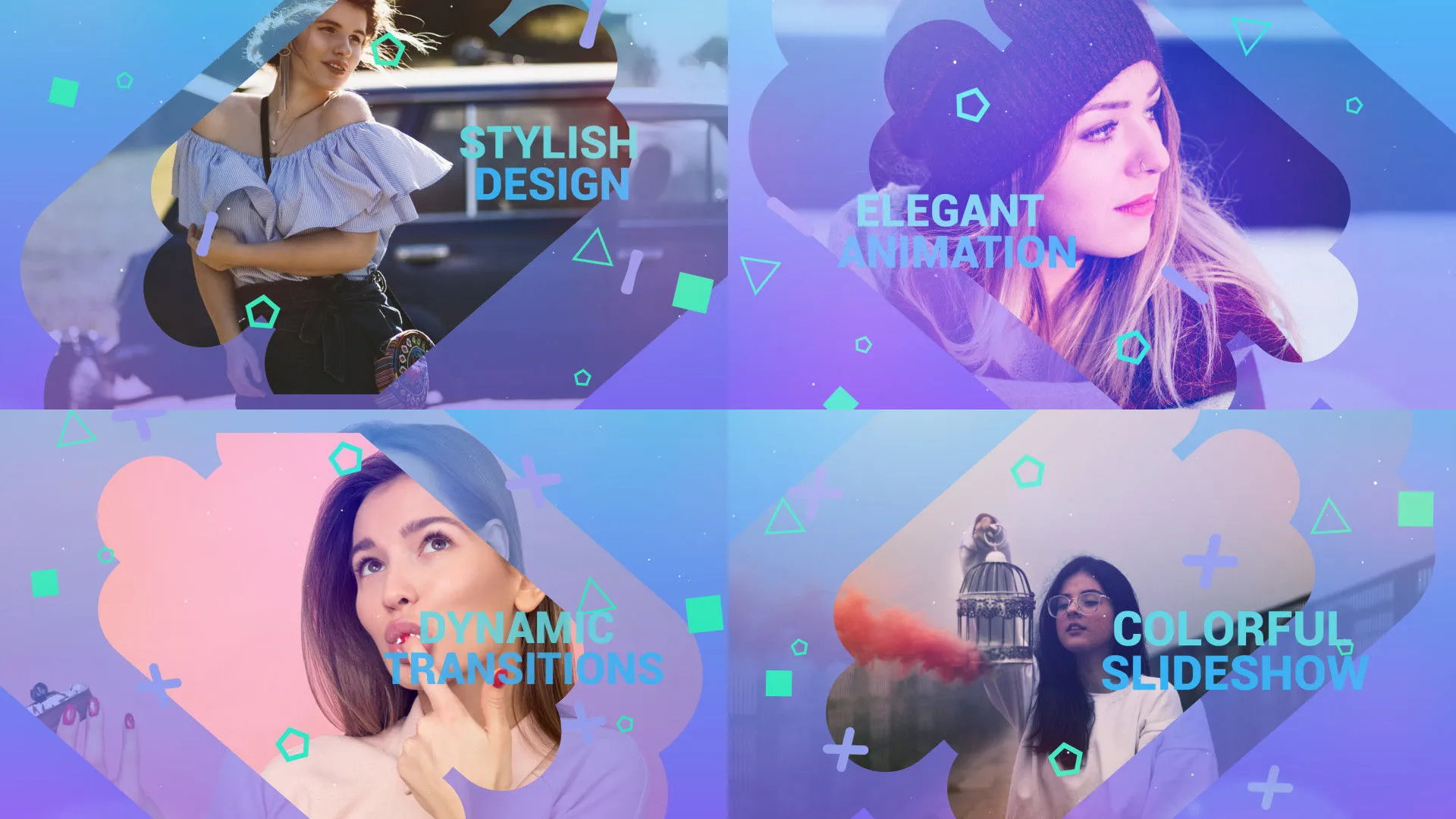 彩色幻灯片炫耀照片像素设计精选AE模板