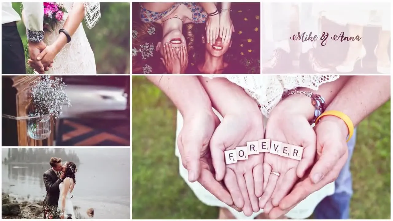 柔和的光线泄漏效果婚礼幻灯片像素设计精选AE模板