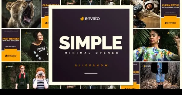极简电子相册滑动效果像素设计精选AE模板 Simple Opener