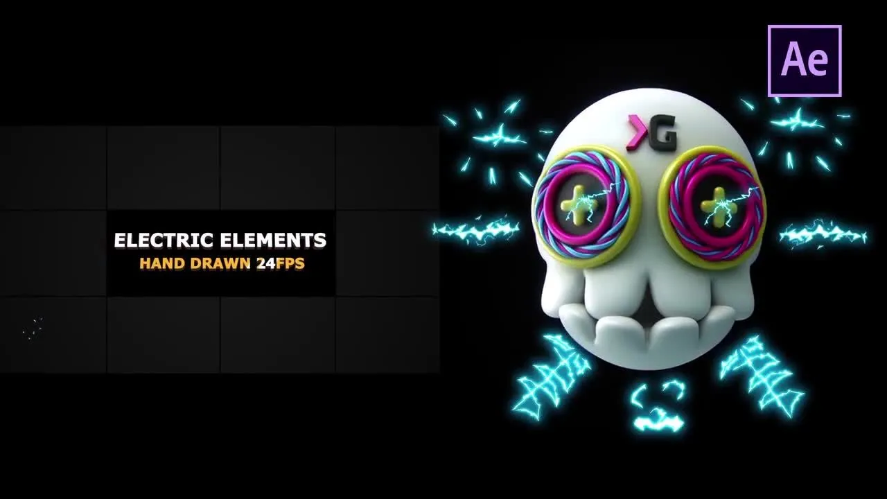 10个富有创意的动画手绘电子元素像素设计精选AE模板