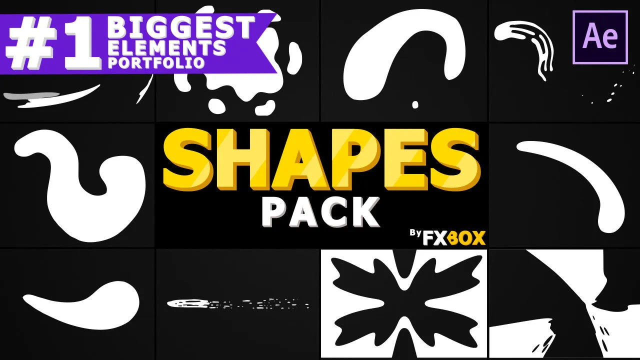 2D卡通形状像素设计精选AE模板