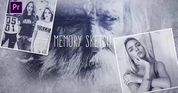 素描艺术效果回忆录视频相册像素设计精选AE模板v2 Memory Sketch