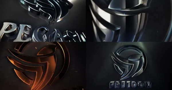 金属镜面3D动态Logo演示像素设计精选AE模板 Clean Elegant 3D Logo Reveal