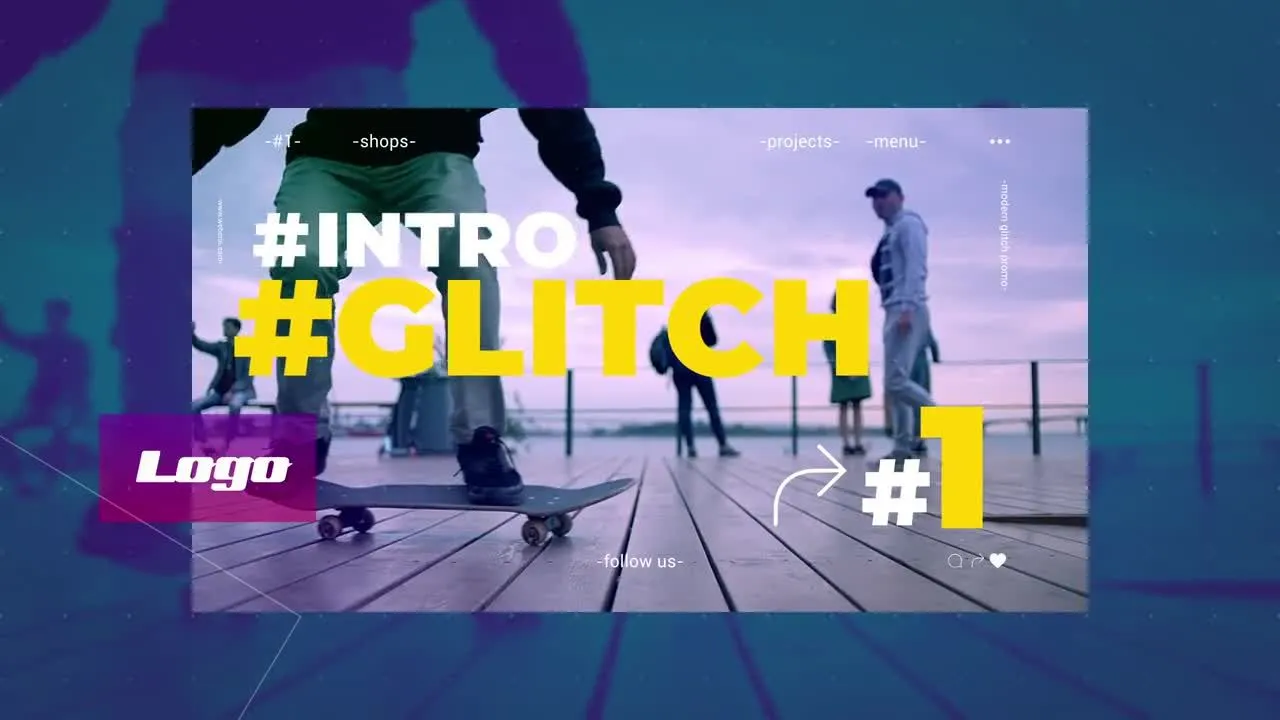 动态时尚的创意文字动画徽标展示像素设计精选AE模板