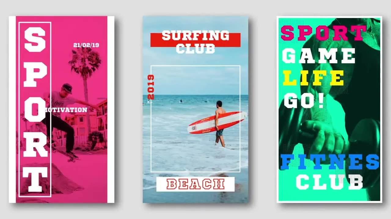 Instagram体育故事动画像素设计精选AE模板