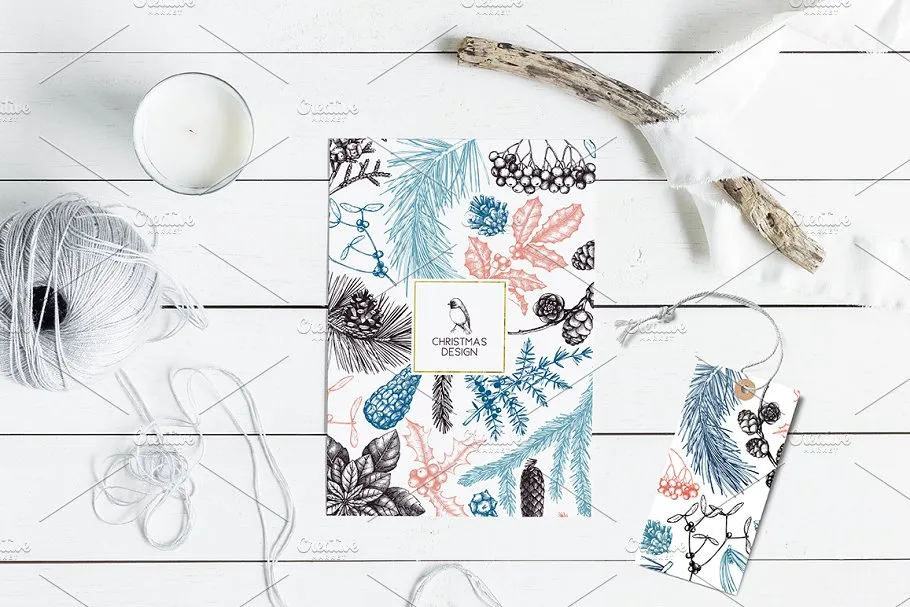 手绘冬天森林元素 Winter Forest Hand Drawn Elements插图(7)