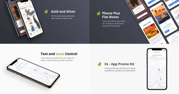iPhone XS手机应用程序演示像素设计精选AE模板 Xs#8211; App Presentation Kit