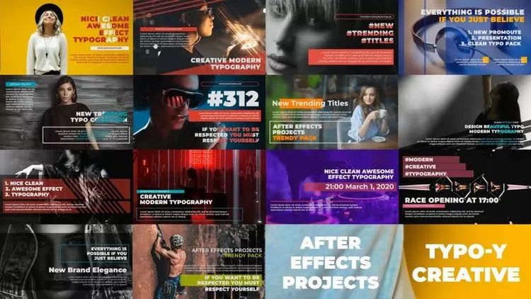 14个干净多彩的粗体动态文字像素设计精选AE模板