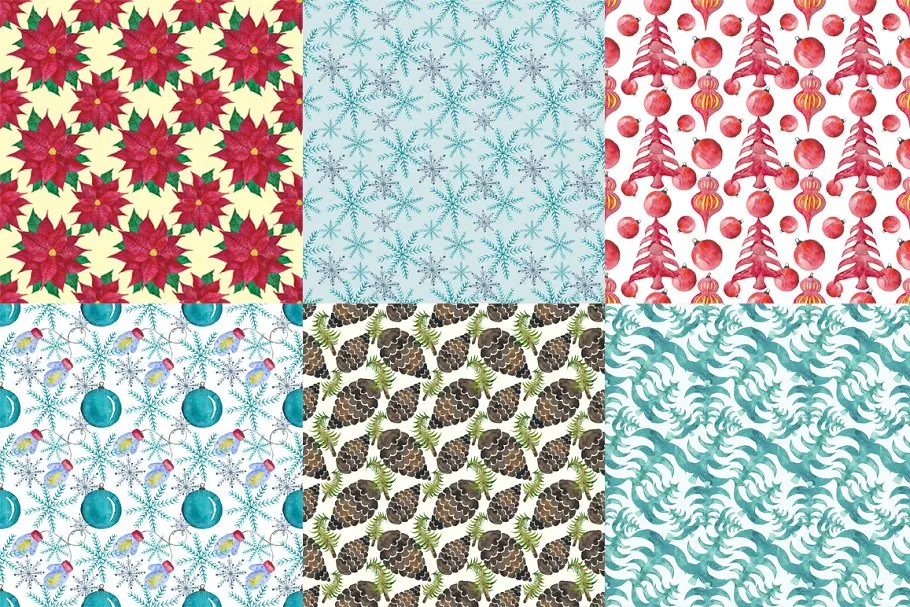 可爱冬日动物形象水彩图案 Cute Winter Animals Collection插图(3)