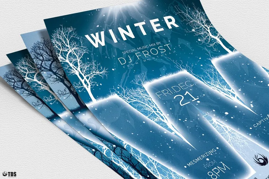 极简主义冬天主题传单PSD模板 Minimal Winter Flyer PSD插图(4)