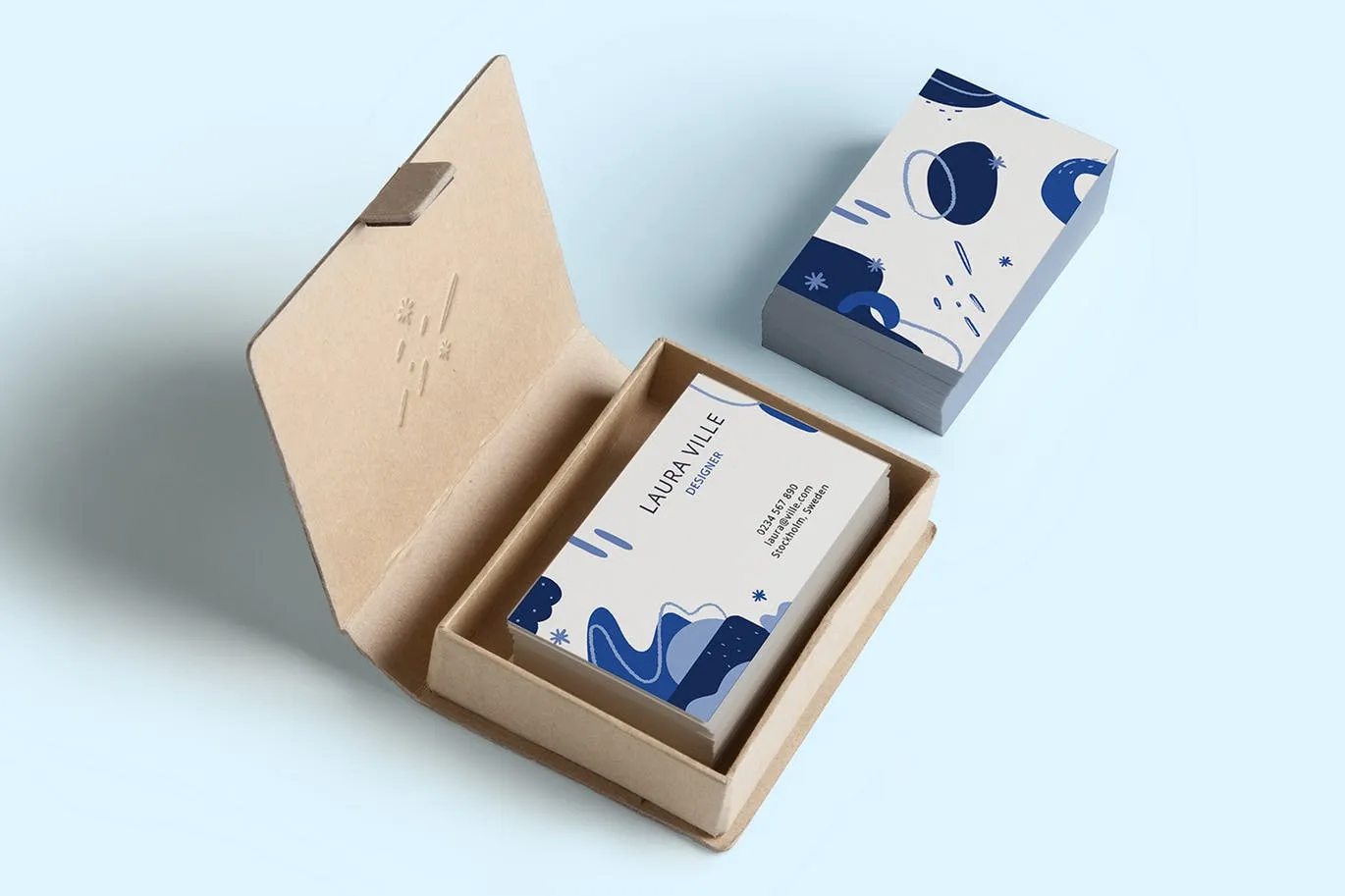 抽象孟菲斯风格蓝色名片模板v02 Business Card v.02插图(3)