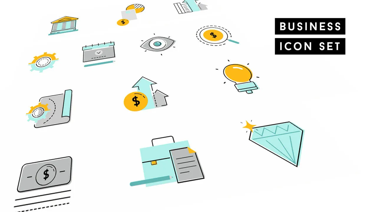 14个卡通动态手绘图标像素设计精选AE模板素材