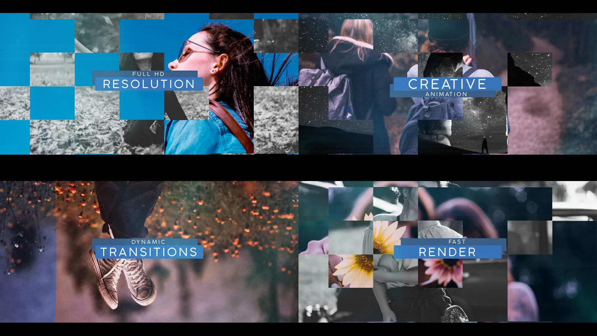 精彩的幻灯片展示照片图像像素设计精选AE模板