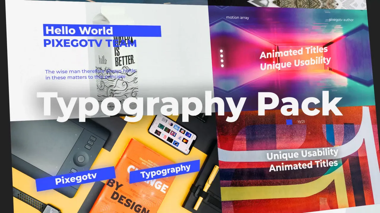 11个时尚设计和优雅的全屏标题动画像素设计精选AE模板