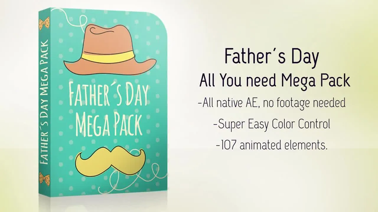 父亲节完整包装时尚动画的像素设计精选AE模板