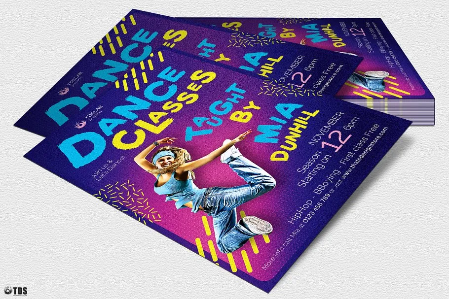 舞蹈培训课程宣传广告海报PSD模板v3 Dance Classes Flyer PSD V3插图(3)