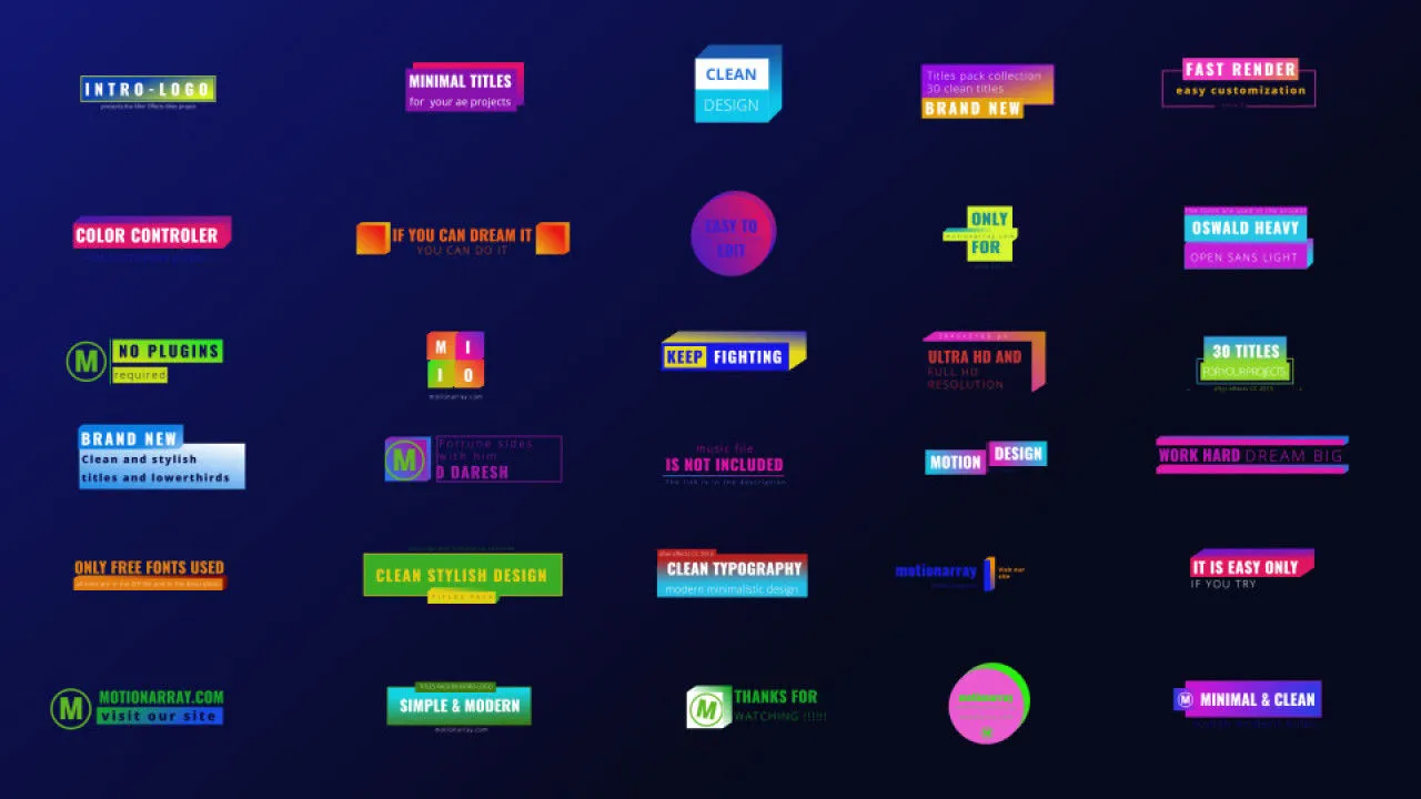 简约渐变标题像素设计精选AE模板