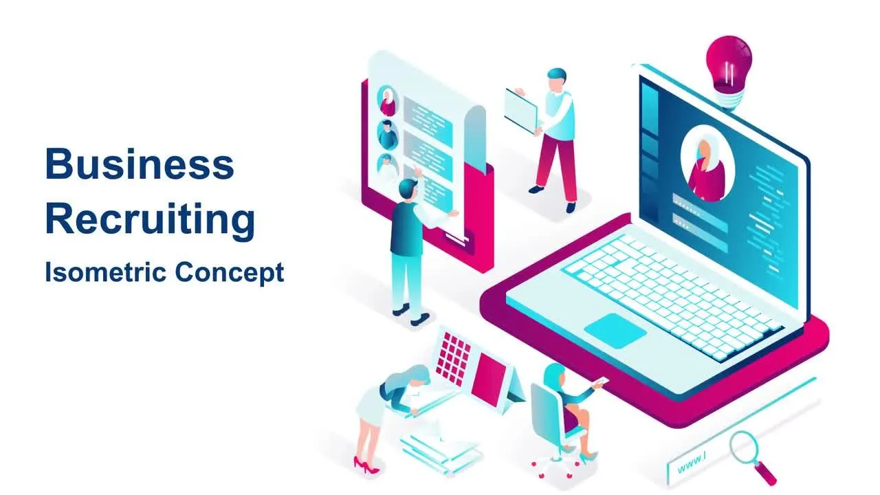 业务招聘-等距概念动画像素设计精选AE模板