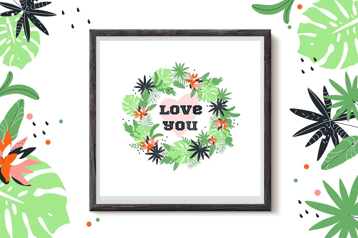 动物园和植物矢量手绘风格的无缝背景图案插图