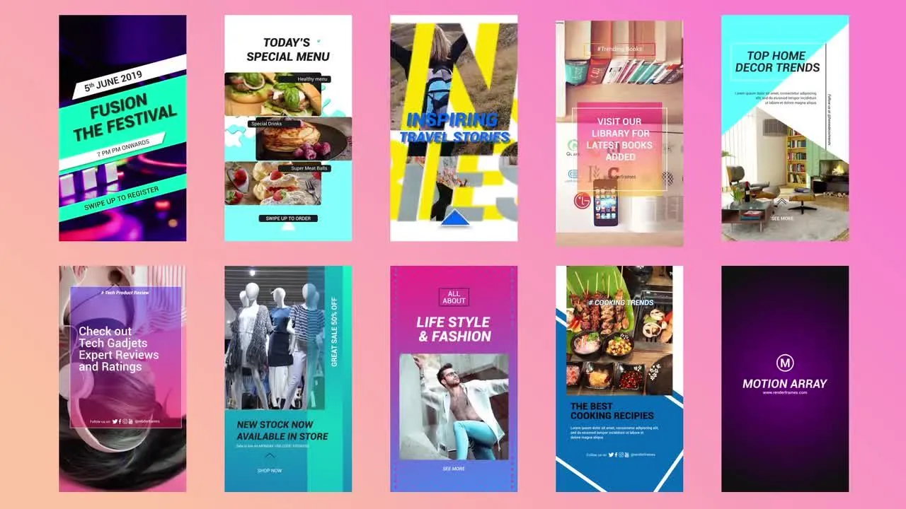 10个精美动画Instagram故事像素设计精选AE模板