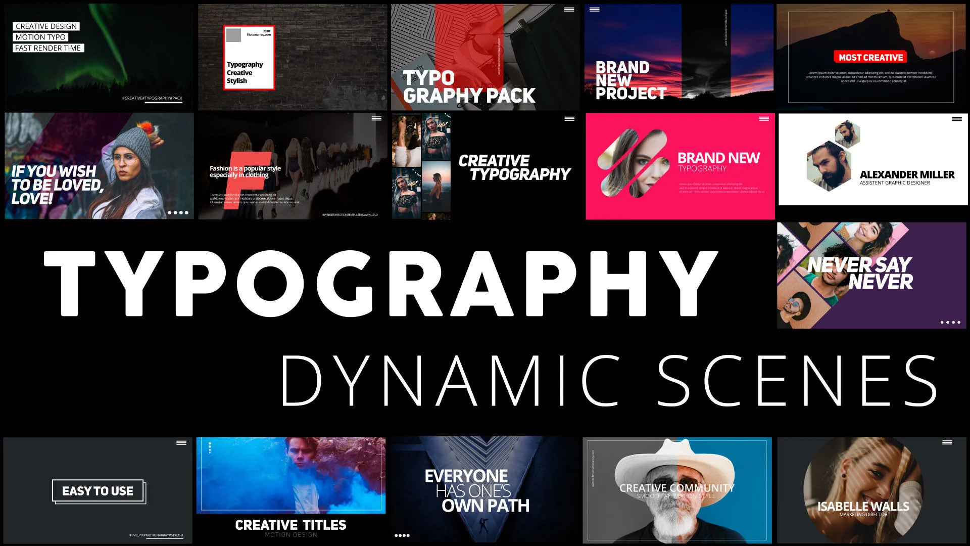 多种用途的文字排版和照片动态展示像素设计精选AE模板