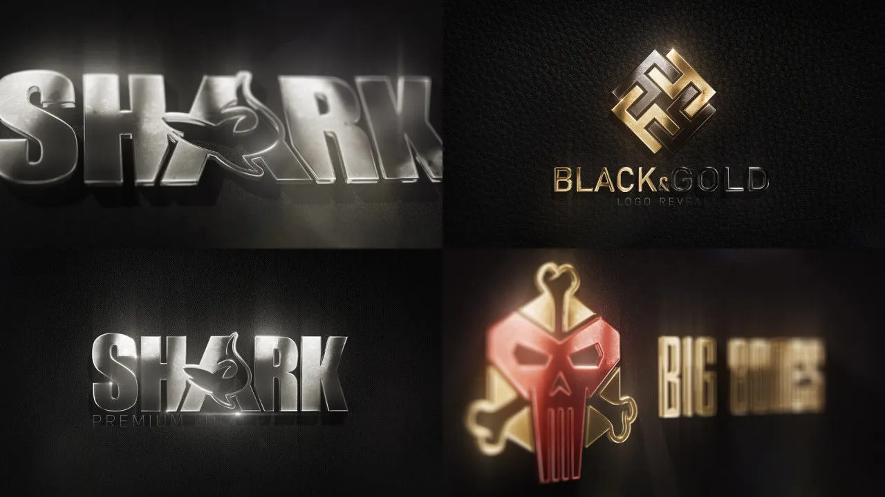 3D金属徽标显示像素设计精选AE模板