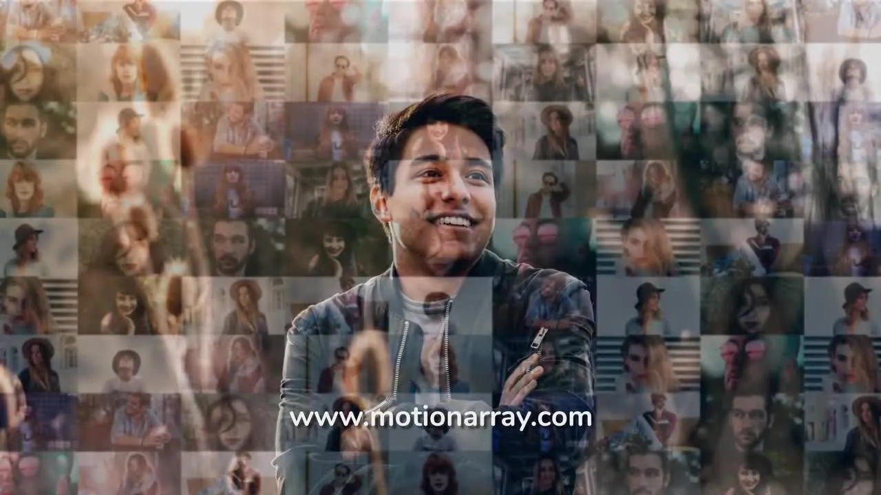 干净明亮的动态图片分屏拼贴像素设计精选AE模板