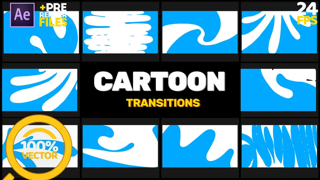 10个充满趣味的时尚动画水溅过渡效果像素设计精选AE模板