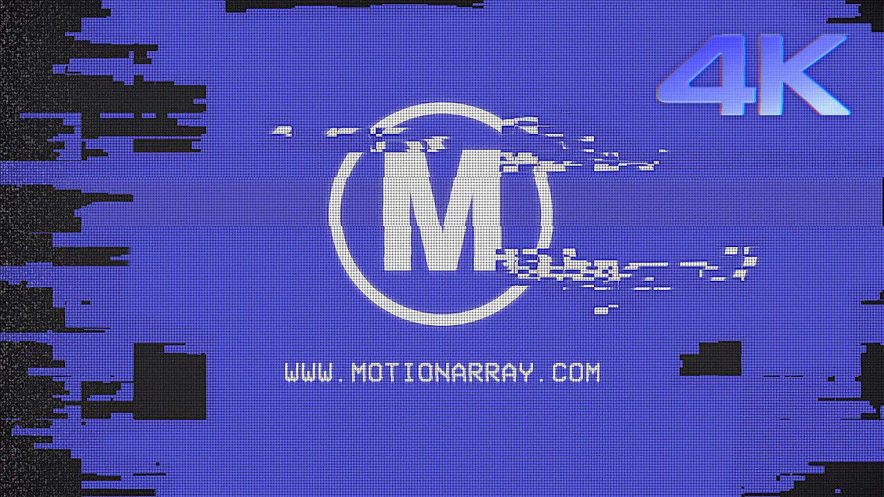 了不起的小故障徽标像素设计精选AE模板