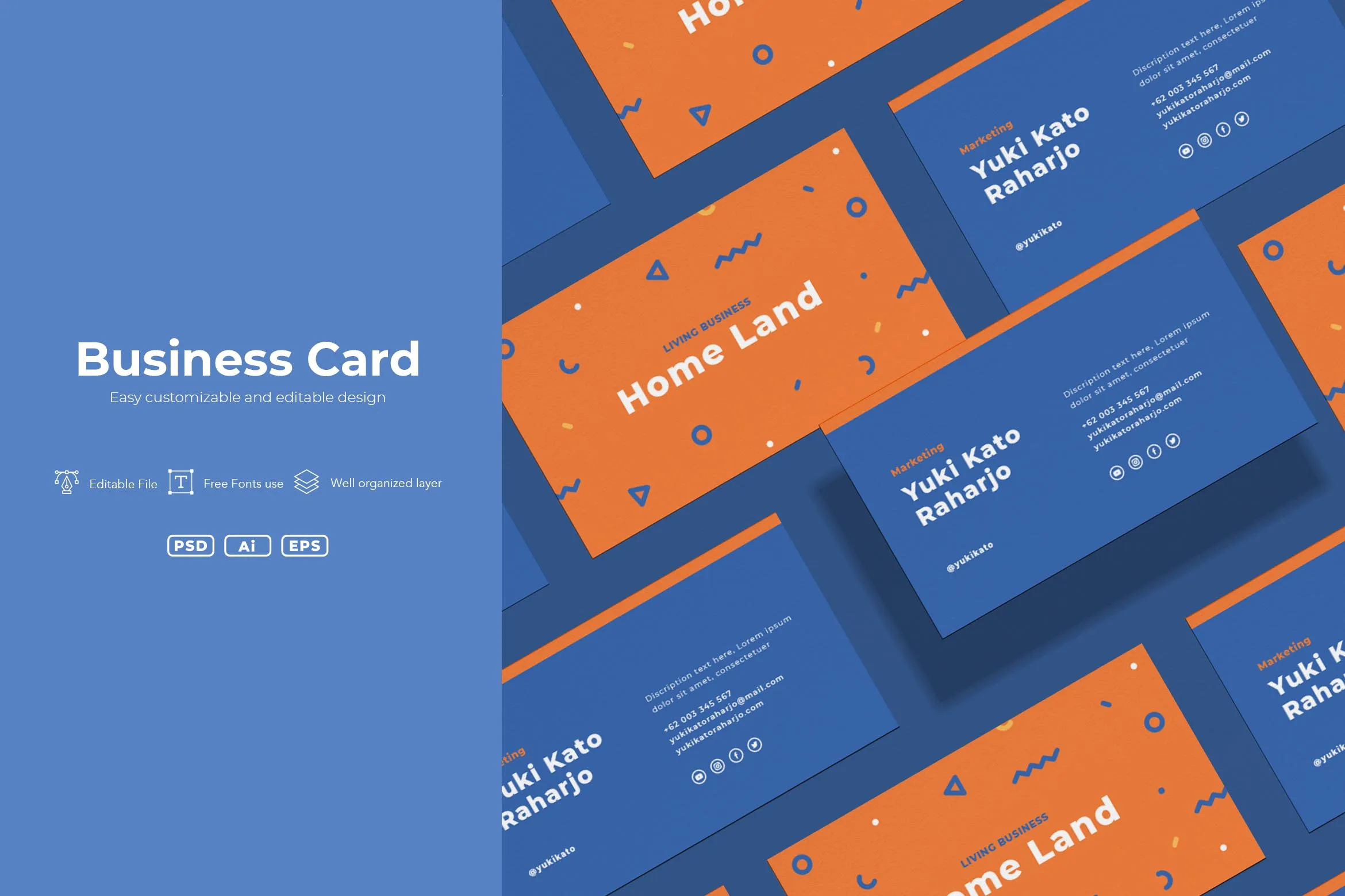 孟菲斯风格创意名片版式设计模板v3 ISC – Business Cards.v03插图